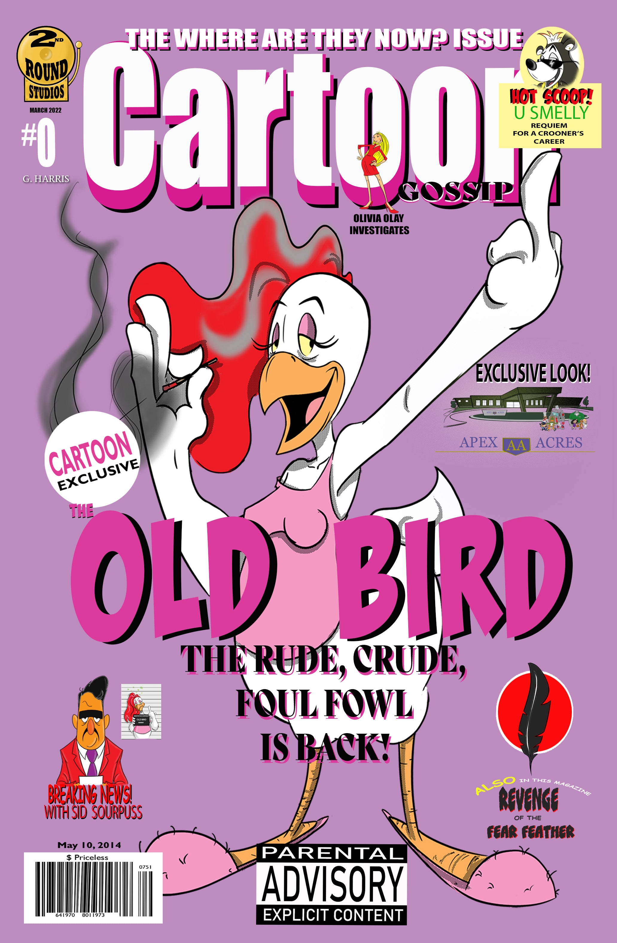 The Old Bird comic book cover features the Old Bird, a former cartoon star and wild child.